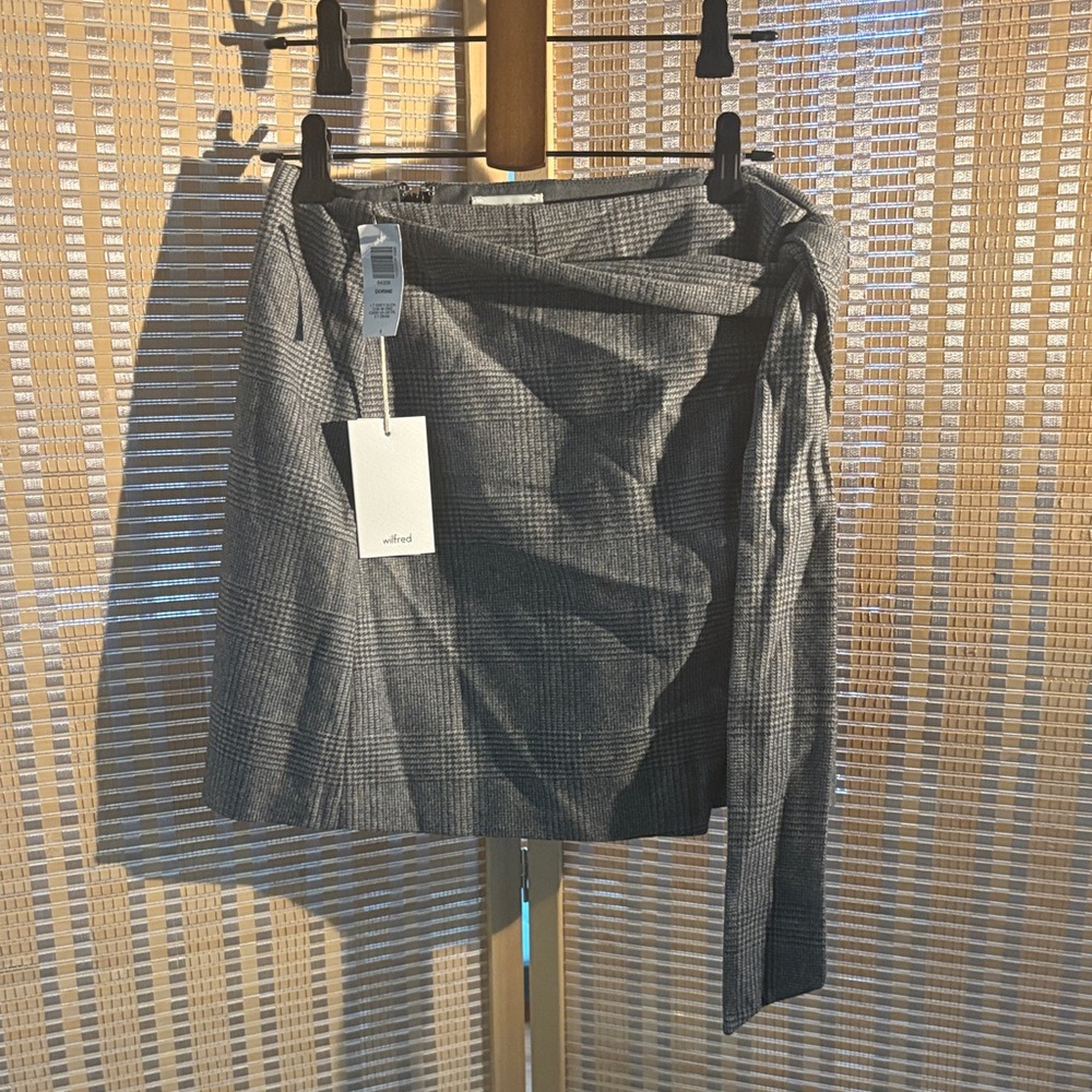 Wilfred Dorine Aritzia Charcoal Plaid Mini Skirt